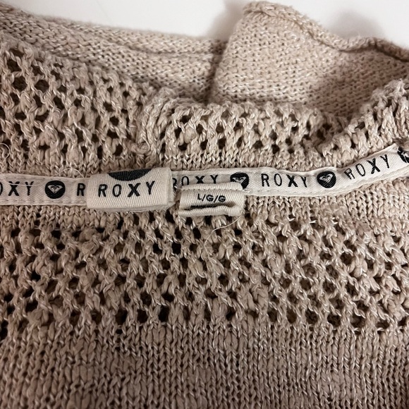 Roxy Beige Hooded V-Neck Knit Sweater - Picture 2 of 15